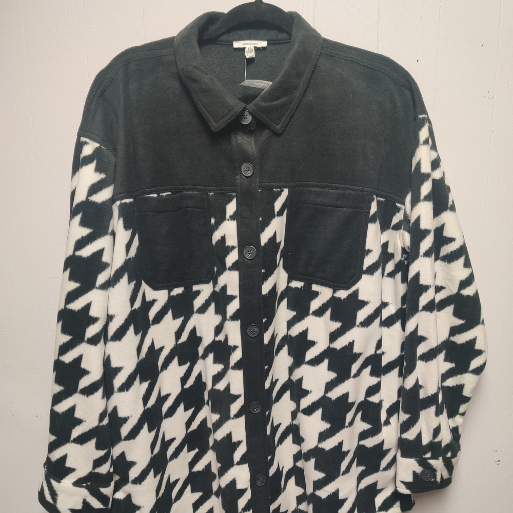 Maurices shacket Black cream off white houndstooth Size XL Womens Juniors NWT